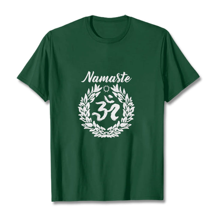 T-shirt en coton avec motif de Buddha Stones Om sanskrit Namaste et méditation - Forêt Verte - 2XL - image 11