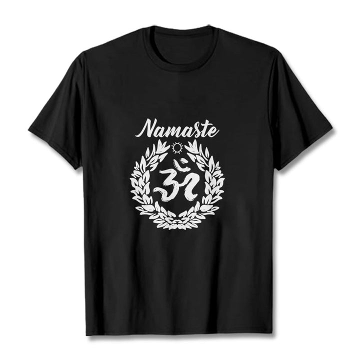 T-shirt en coton avec motif de Buddha Stones Om sanskrit Namaste et méditation - Noir - 2XL - image 4