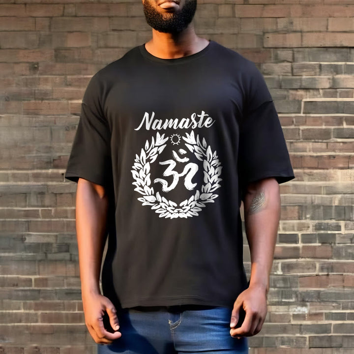 T-shirt en coton avec motif de Buddha Stones Om sanskrit Namaste et méditation - image 6