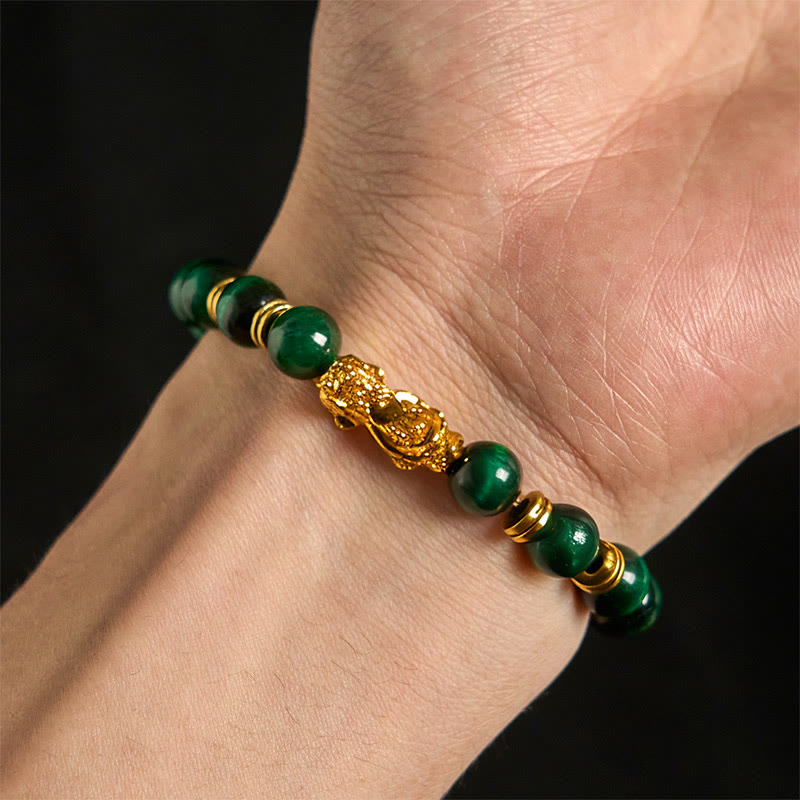 Buddha Stones d'œil de tigre de différentes couleurs Perles d'espacement Bracelet Pixiu Richesse Courage - image 4