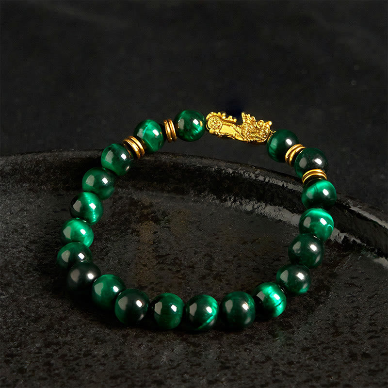 Buddha Stones d'œil de tigre de différentes couleurs Perles d'espacement Bracelet Pixiu Richesse Courage - image 7