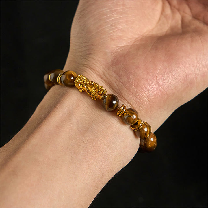 Buddha Stones d'œil de tigre de différentes couleurs Perles d'espacement Bracelet Pixiu Richesse Courage - image 19