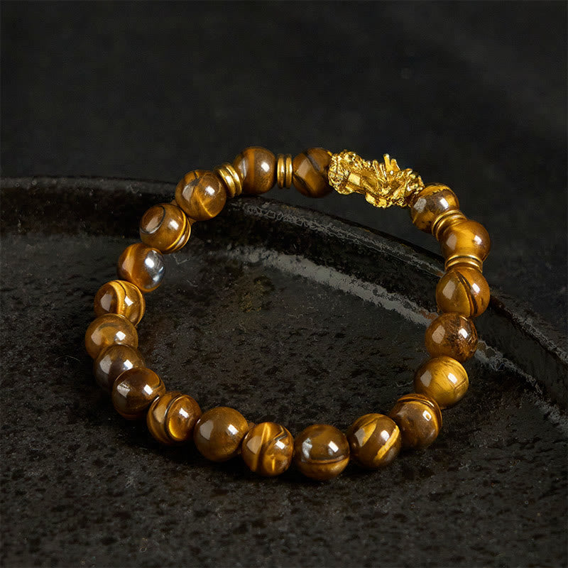 Buddha Stones d'œil de tigre de différentes couleurs Perles d'espacement Bracelet Pixiu Richesse Courage - image 17