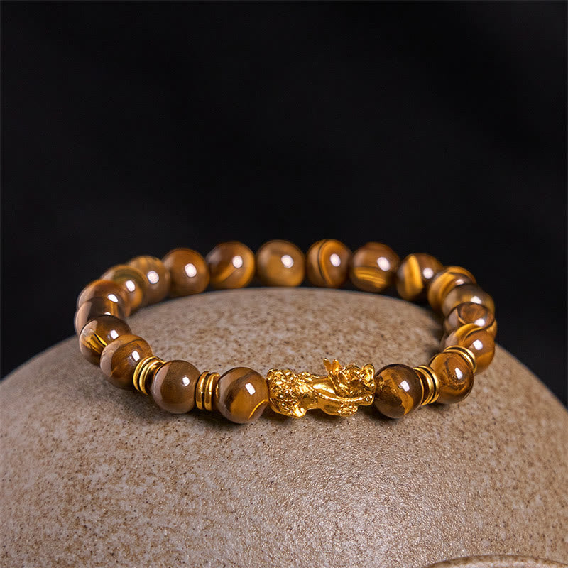 Buddha Stones d'œil de tigre de différentes couleurs Perles d'espacement Bracelet Pixiu Richesse Courage - image 17