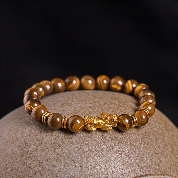 Buddha Stones d'œil de tigre de différentes couleurs Perles d'espacement Bracelet Pixiu Richesse Courage - image 17
