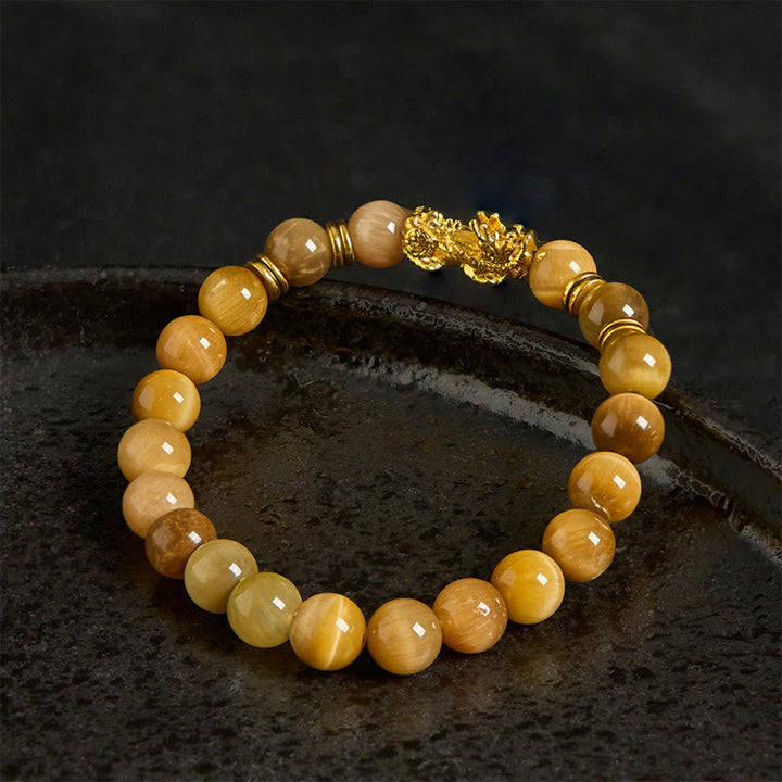 Buddha Stones d'œil de tigre de différentes couleurs Perles d'espacement Bracelet Pixiu Richesse Courage - image 8