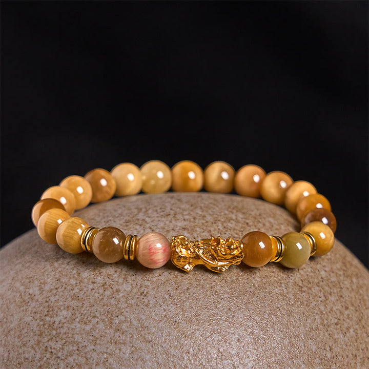 Buddha Stones d'œil de tigre de différentes couleurs Perles d'espacement Bracelet Pixiu Richesse Courage - image 9