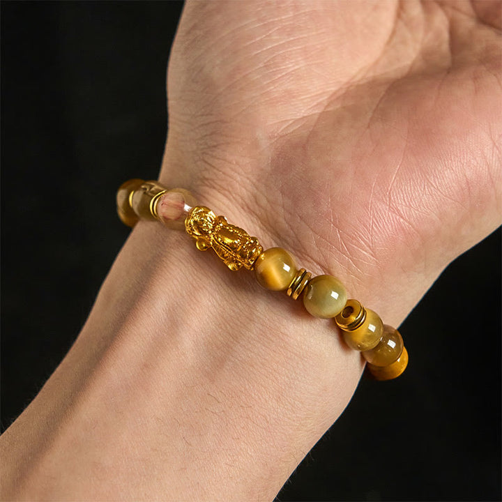 Buddha Stones d'œil de tigre de différentes couleurs Perles d'espacement Bracelet Pixiu Richesse Courage - image 10
