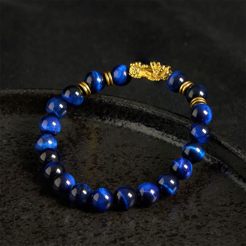 Buddha Stones d'œil de tigre de différentes couleurs Perles d'espacement Bracelet Pixiu Richesse Courage - image 12