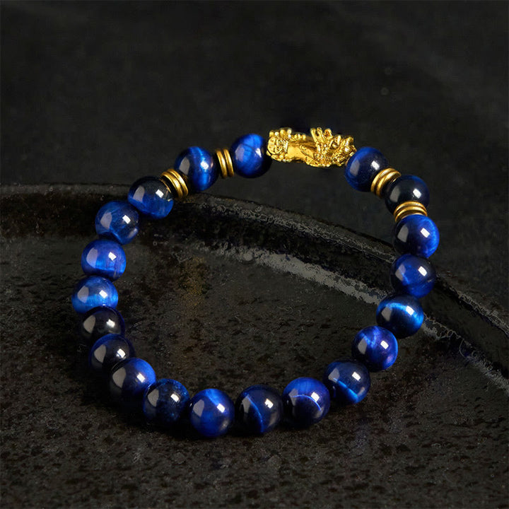 Buddha Stones d'œil de tigre de différentes couleurs Perles d'espacement Bracelet Pixiu Richesse Courage - image 12