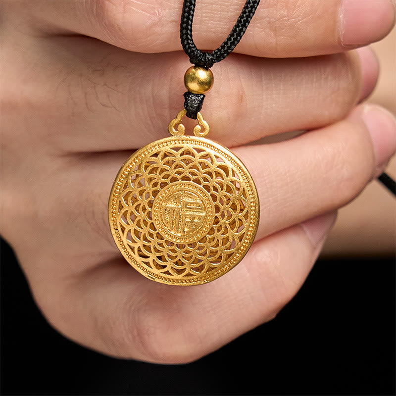 Collier pendentif en corde de fortune avec boussole et huit trésors en cuivre et Buddha Stones - image 3