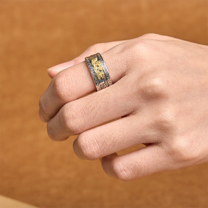 Bague en cuivre avec Buddha Stones et motif dragon et Sutra du cœur - image 6