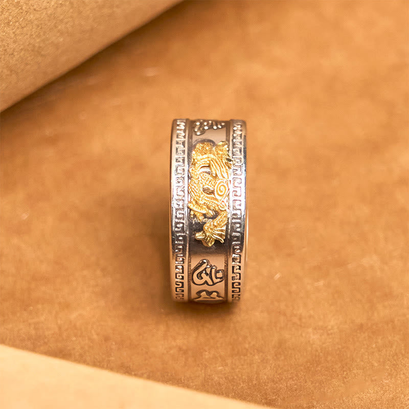 Bague en cuivre avec Buddha Stones et motif dragon et Sutra du cœur - image 2