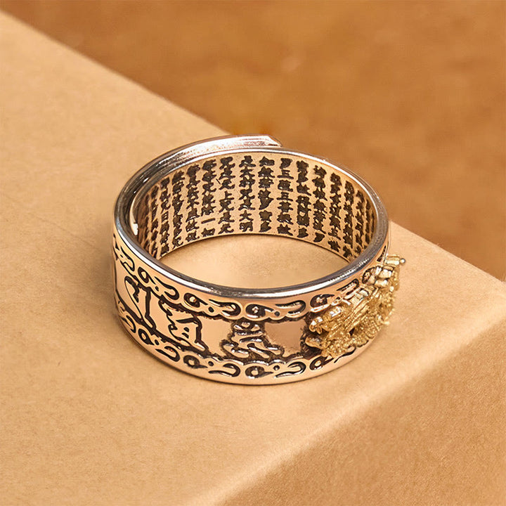 Bague en cuivre avec Buddha Stones et motif dragon et Sutra du cœur - image 12