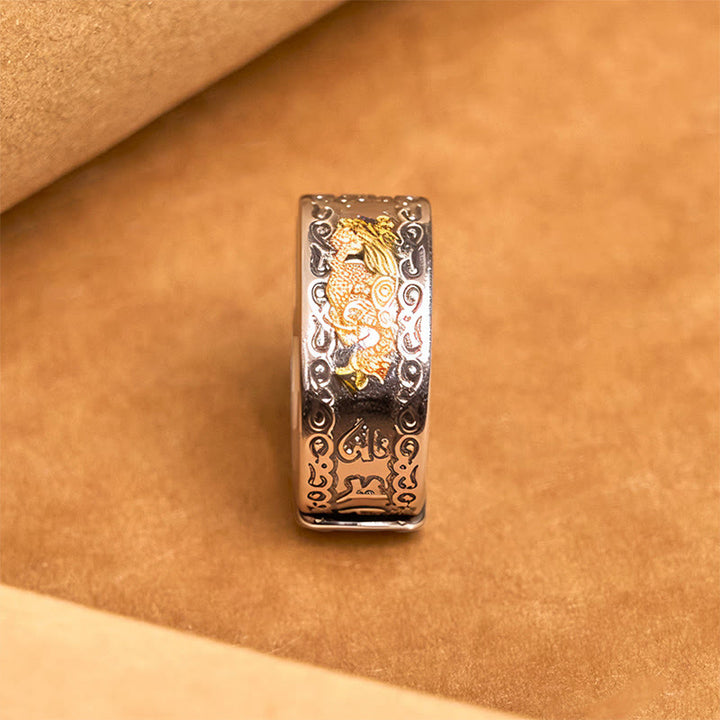 Bague en cuivre avec Buddha Stones et motif dragon et Sutra du cœur - image 11