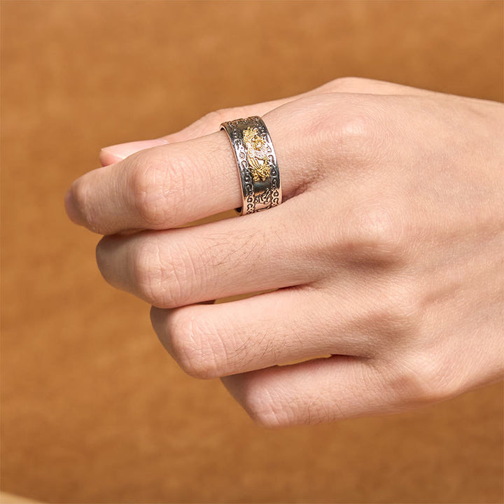 Bague en cuivre avec Buddha Stones et motif dragon et Sutra du cœur - image 13