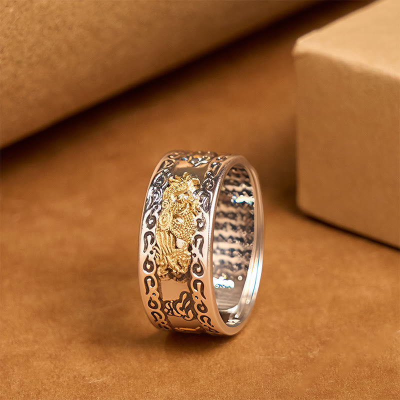 Bague en cuivre avec Buddha Stones et motif dragon et Sutra du cœur - Motif de nuage porte-bonheur (réglable) - image 10