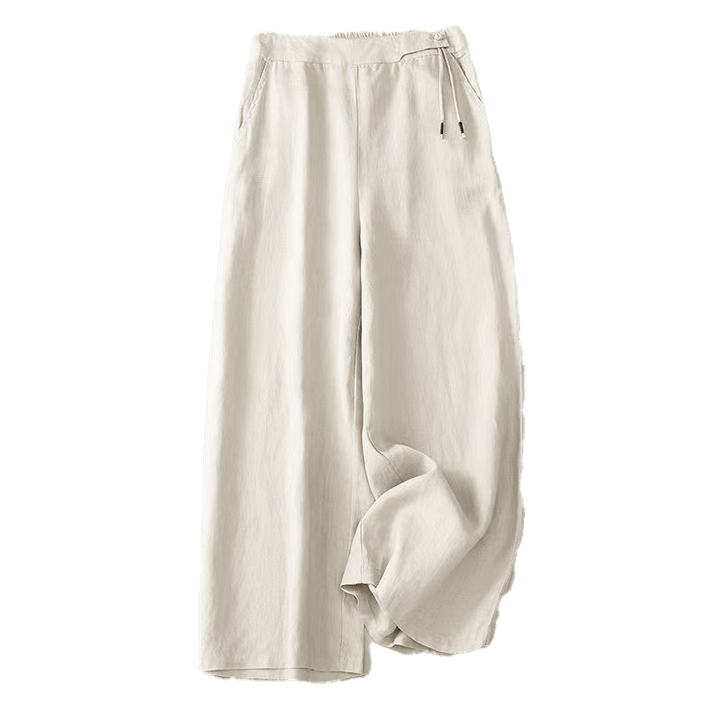 Pantalon large décontracté en coton à un bouton et poches pour femme, couleur unie, motif Buddha Stones - image 16