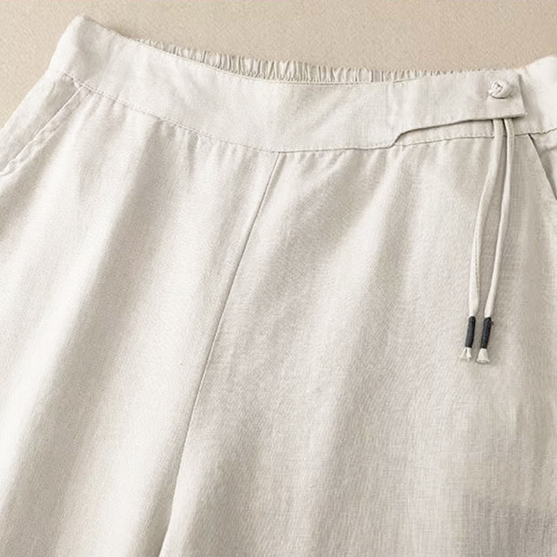 Pantalon Capri femme à jambes larges, couleur unie, style décontracté, avec un bouton et poches, motif Buddha Stones - image 15