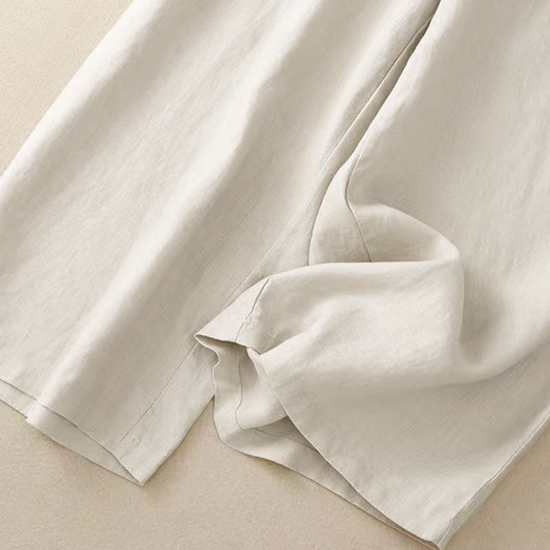 Pantalon large décontracté en coton à un bouton et poches pour femme, couleur unie, motif Buddha Stones - image 19