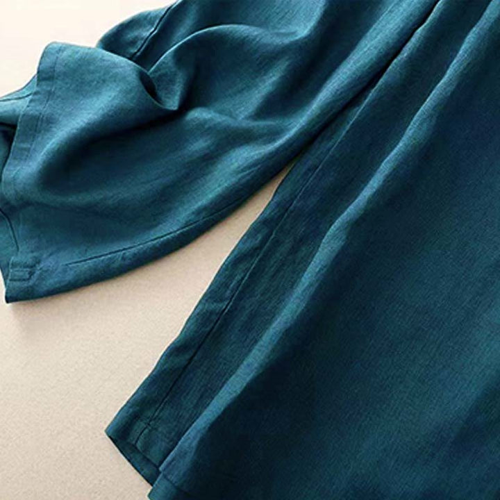 Pantalon large décontracté en coton à un bouton et poches pour femme, couleur unie, motif Buddha Stones - image 26