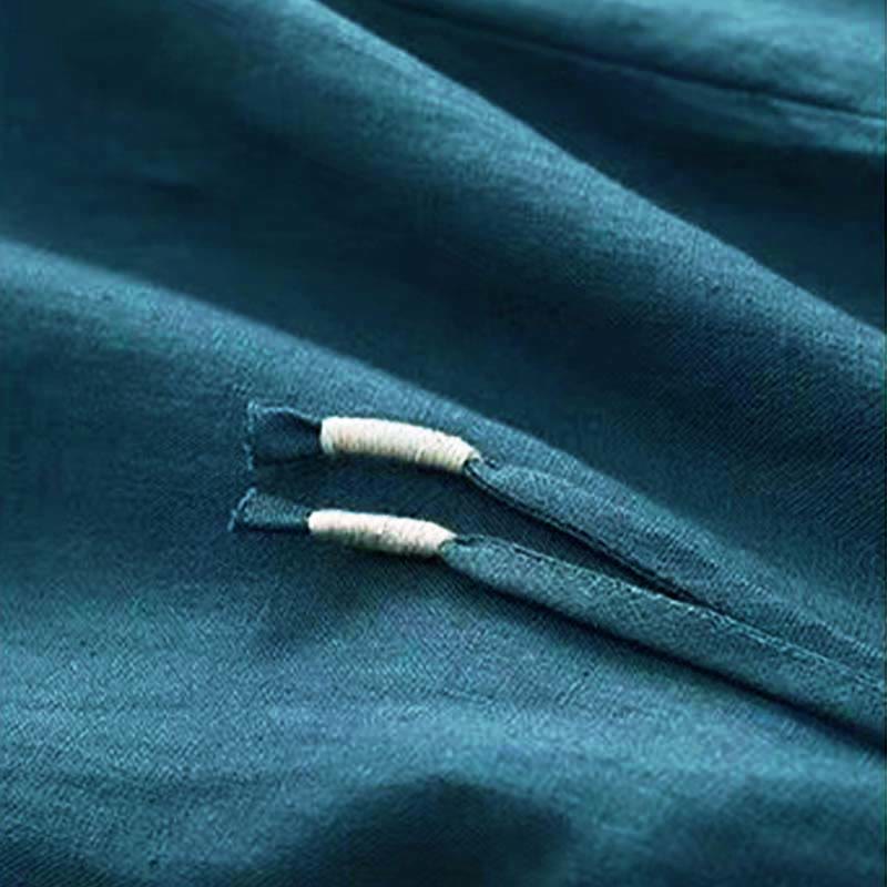 Pantalon large décontracté en coton à un bouton et poches pour femme, couleur unie, motif Buddha Stones - image 24