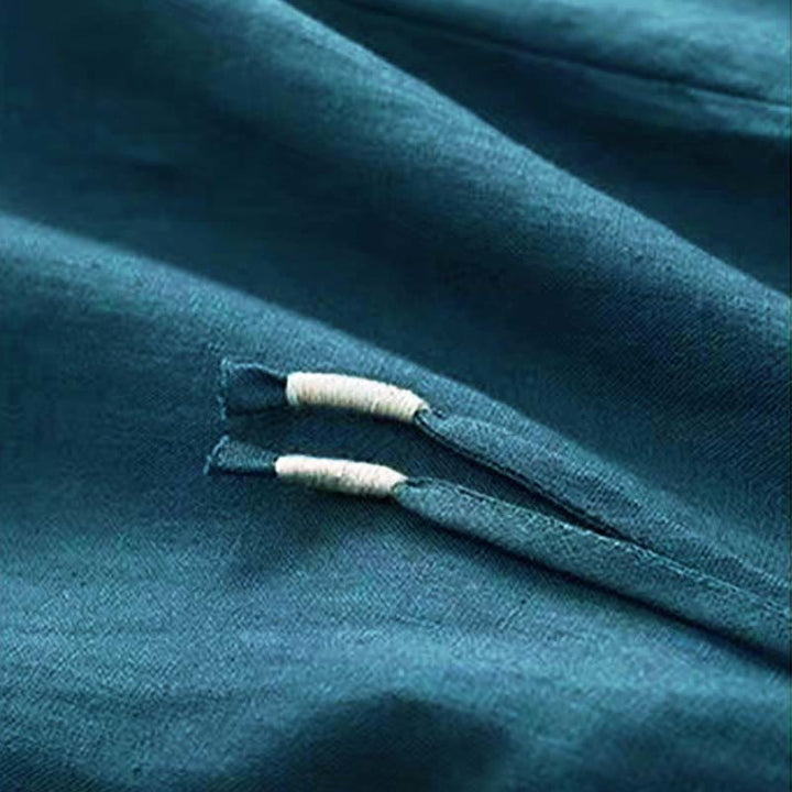 Pantalon large décontracté en coton à un bouton et poches pour femme, couleur unie, motif Buddha Stones - image 24