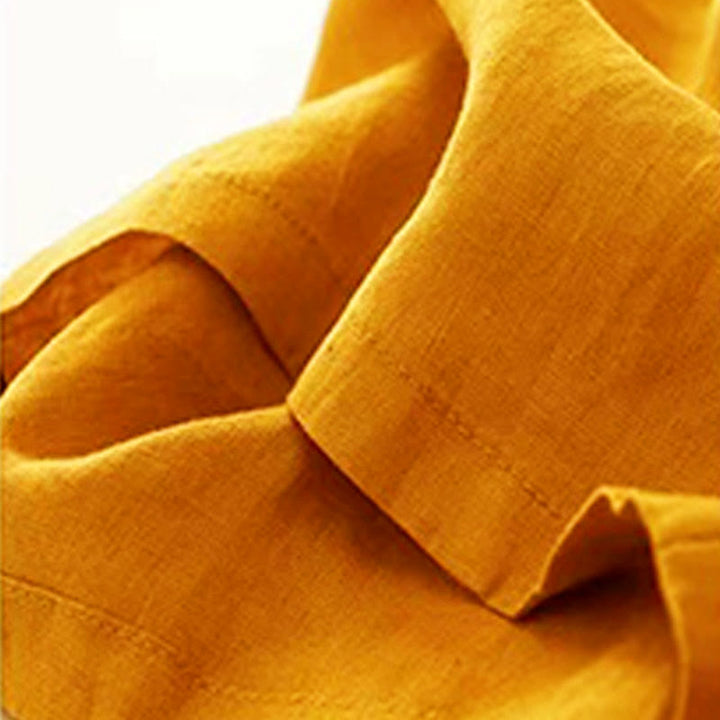 Pantalon large décontracté en coton à un bouton et poches pour femme, couleur unie, motif Buddha Stones - image 4