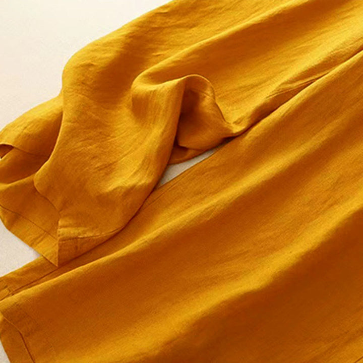 Pantalon Capri femme à jambes larges, couleur unie, style décontracté, avec un bouton et poches, motif Buddha Stones - image 5