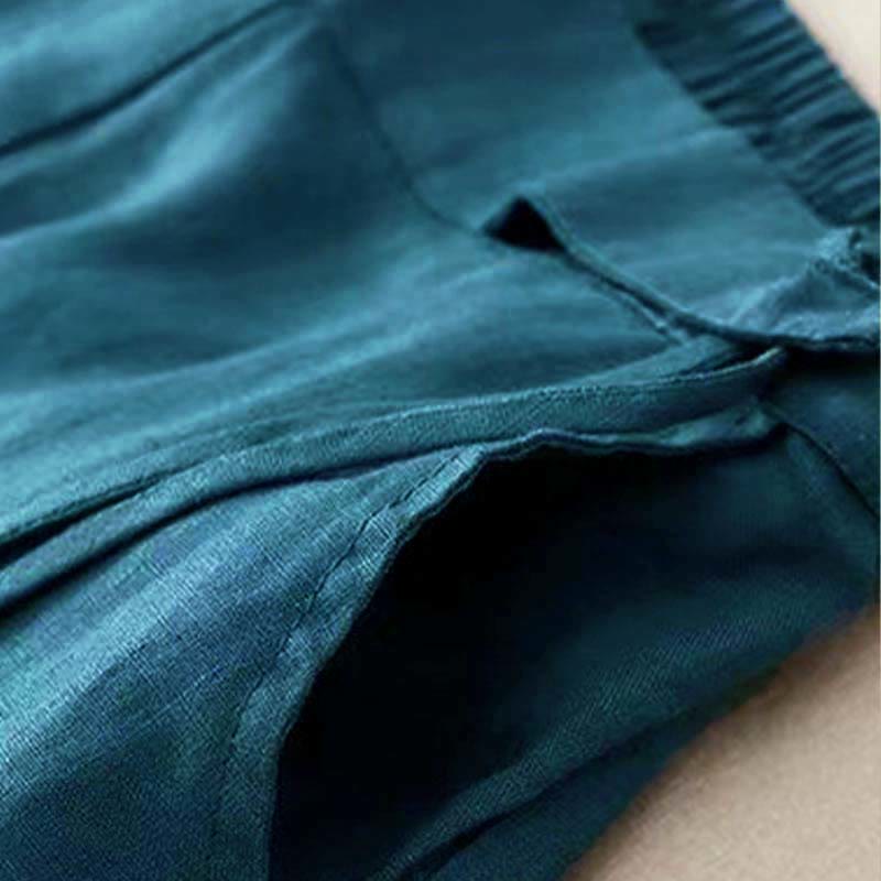 Pantalon Capri femme à jambes larges, couleur unie, style décontracté, avec un bouton et poches, motif Buddha Stones - image 23