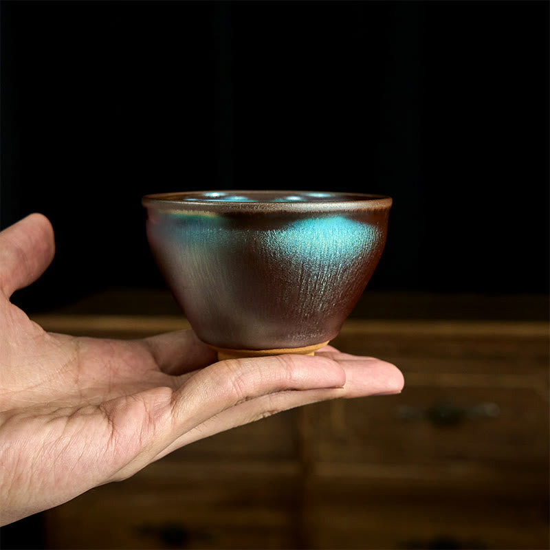 Tasse à thé Kung Fu en céramique bleue et violette, faite à la main, motif fleur de lotus Jianzhan chinois, 150 ml - image 6