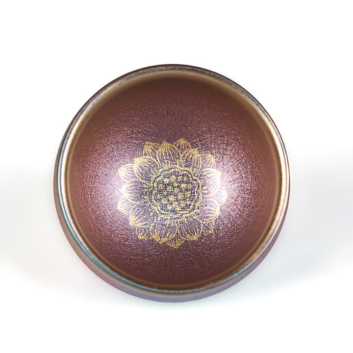 Tasse à thé en céramique faite à la main en Buddha Stones, style chinois Jianzhan, fleur de lotus dorée, tasse à thé Kung Fu, 150 ml - image 7