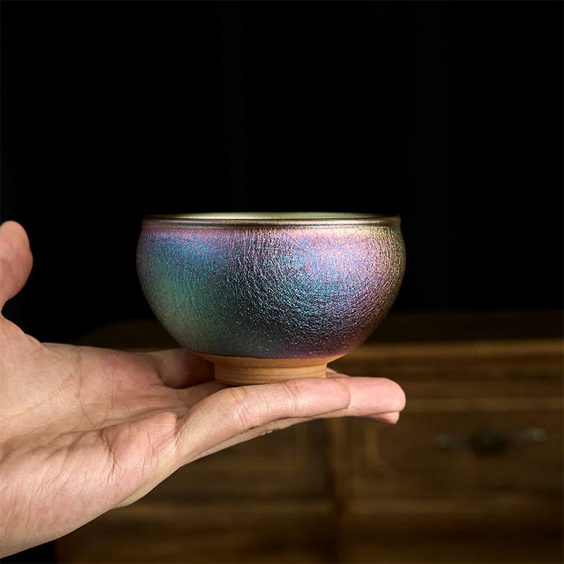 Tasse à thé en céramique faite à la main en Buddha Stones, style chinois Jianzhan, fleur de lotus dorée, tasse à thé Kung Fu, 150 ml - image 6