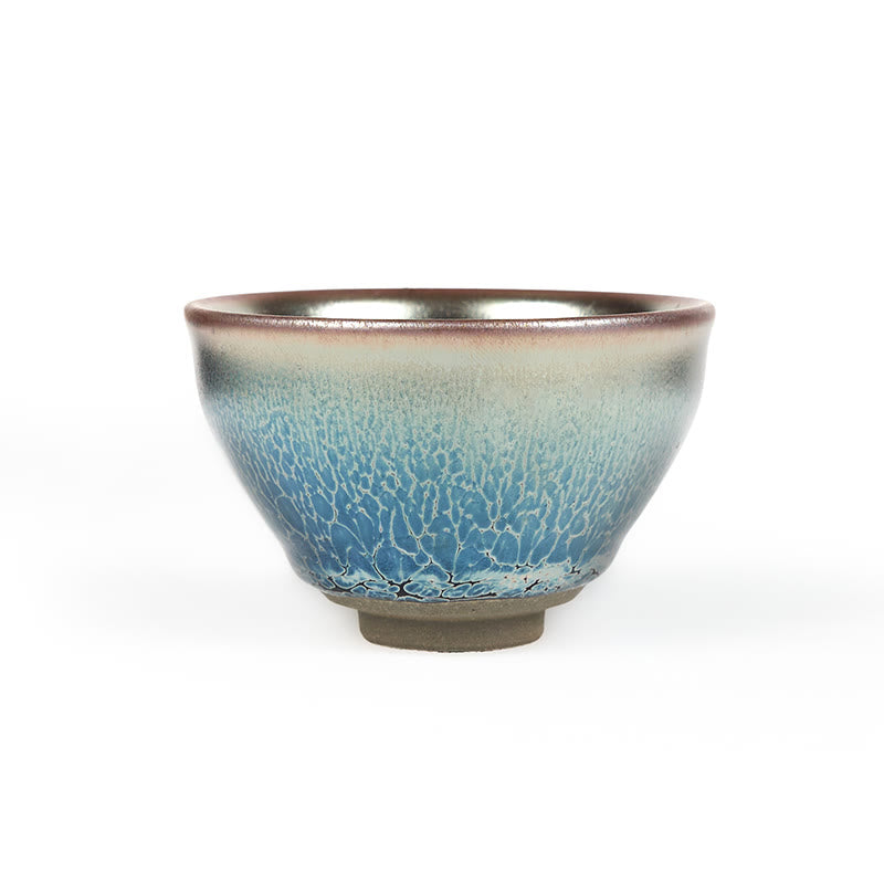 Tasse à thé Kung Fu en céramique bleue faite à la main avec Buddha Stones, style Jianzhan, style lotus chinois, 150 ml - image 9