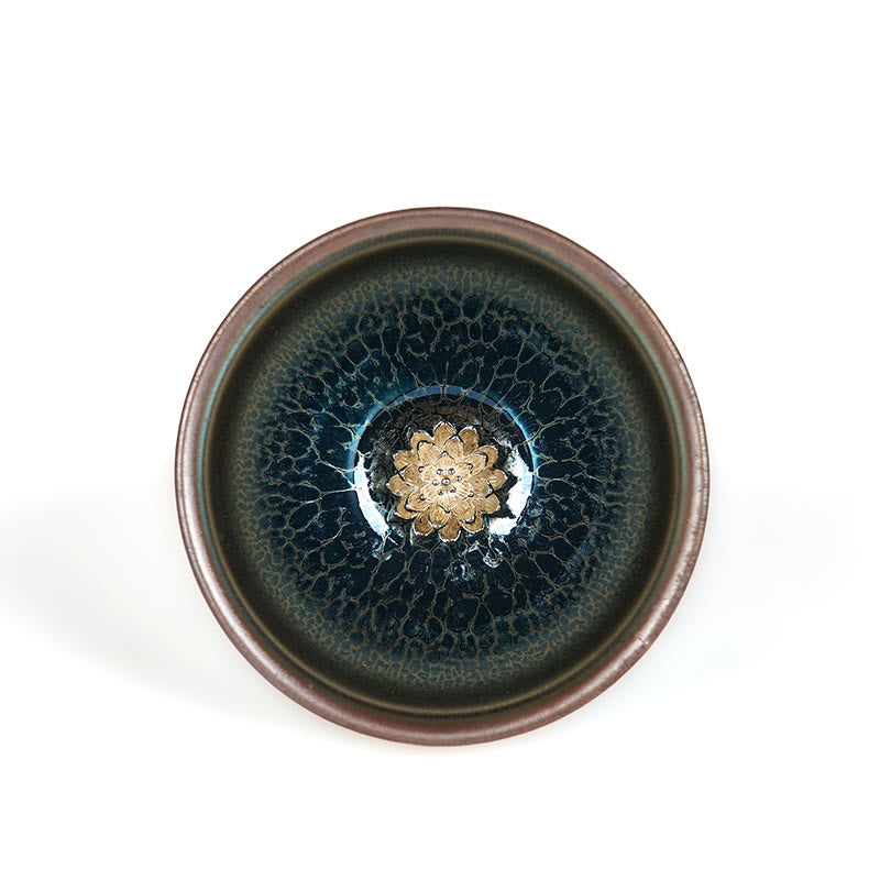 Tasse à thé Kung Fu en céramique bleue faite à la main avec Buddha Stones, style Jianzhan, style lotus chinois, 150 ml - image 7