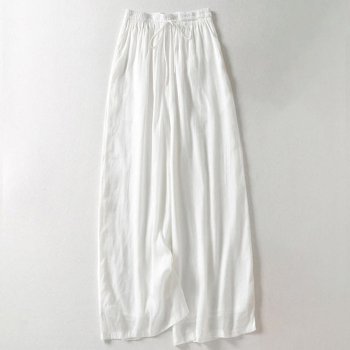 Pantalon large à lacets de couleur unie Buddha Stones pour femme - Blanc - US8-10，UK/AU12-14，EU40-42 (2XL) - image 5