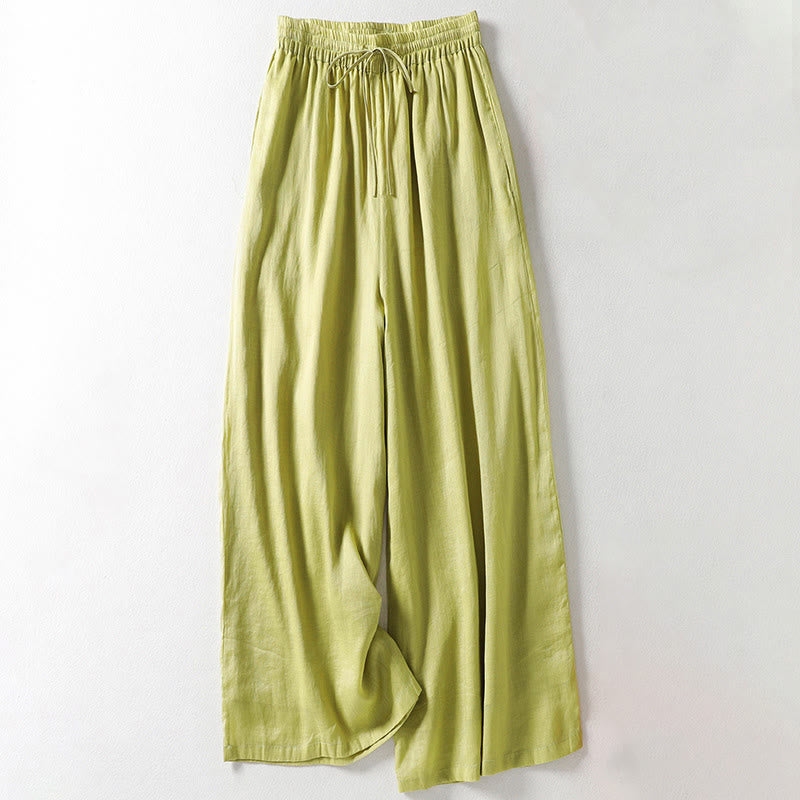 Pantalon large à lacets de couleur unie Buddha Stones pour femme - VertJaune - US8-10，UK/AU12-14，EU40-42 (2XL) - image 11