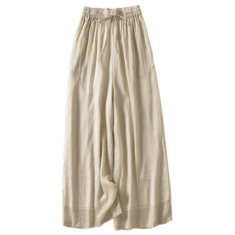 Pantalon large à lacets de couleur unie Buddha Stones pour femme - image 1