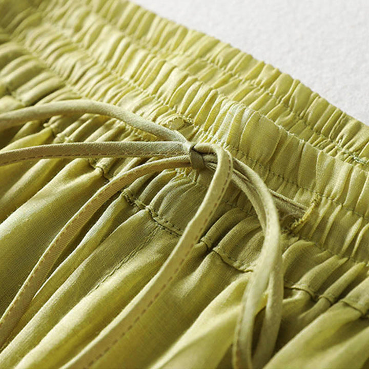 Pantalon large à lacets de couleur unie Buddha Stones pour femme - image 15