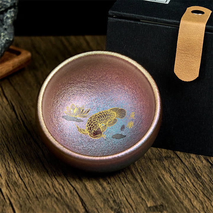 Tasse à thé en Buddha Stones faite à la main en forme de poisson koï chinois Jianzhan, feuille de lotus, tasse à thé Kung Fu, 150 ml - image 21