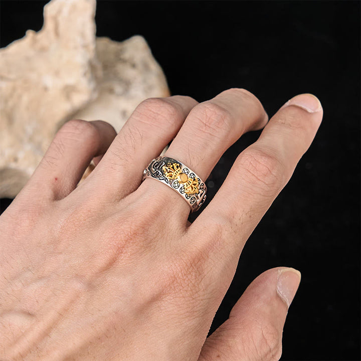Bague d'équilibre vintage en argent plaqué cuivre avec Buddha Stones Om Mani Padme Hum Vajra - image 11