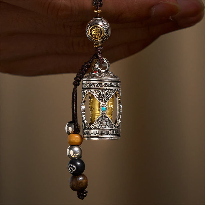Buddha Stones porte-bonheur en argent plaqué cuivre avec boîte de prière Om Mani Padme Hum Ghau - Cuivre (18*39mm) - image 1
