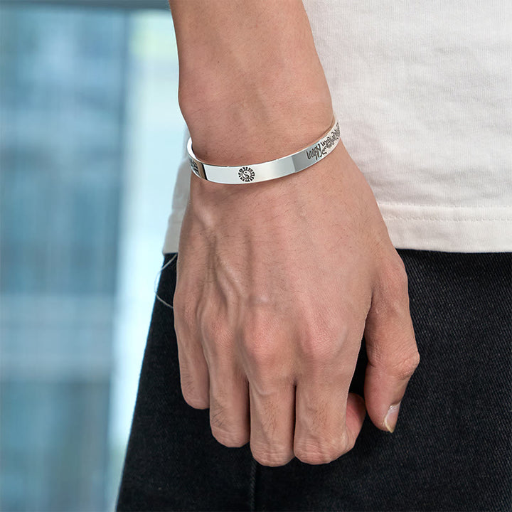 Bracelet jonc en argent plaqué cuivre avec symbole du mantra Bagua et Buddha Stones - image 9