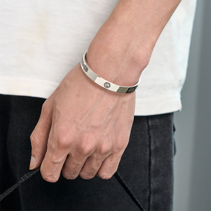 Bracelet jonc en argent plaqué cuivre avec symbole du mantra Bagua et Buddha Stones - image 10