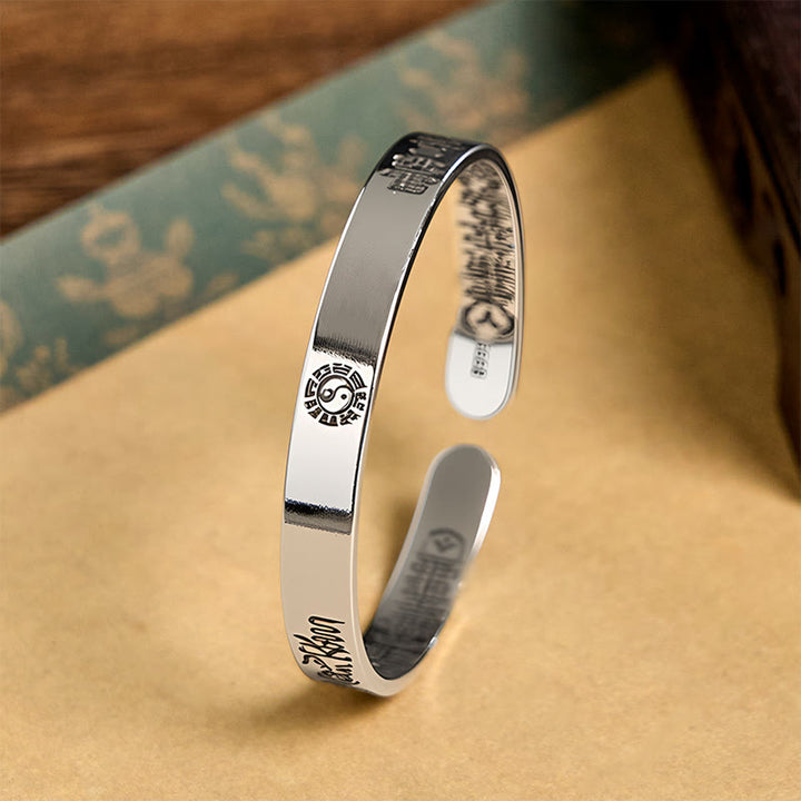 Bracelet jonc en argent plaqué cuivre avec symbole du mantra Bagua et Buddha Stones - image 3