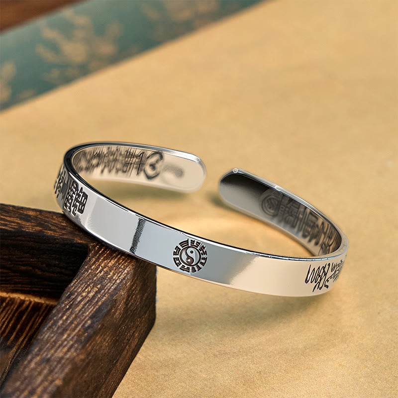 Bracelet jonc en argent plaqué cuivre avec symbole du mantra Bagua et Buddha Stones - image 4