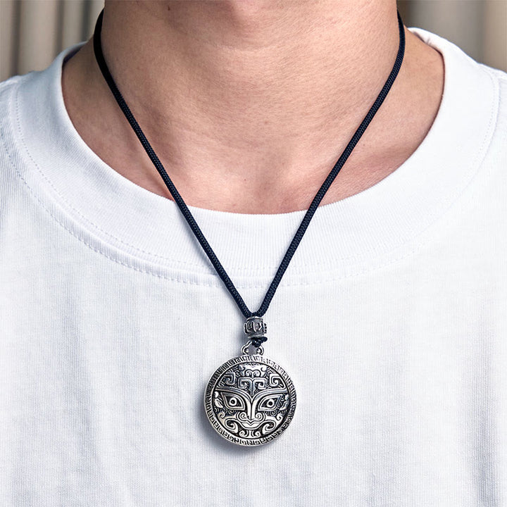Collier pendentif en argent plaqué cuivre avec Buddha Stones Taotie Om Mani Padme Hum - image 12