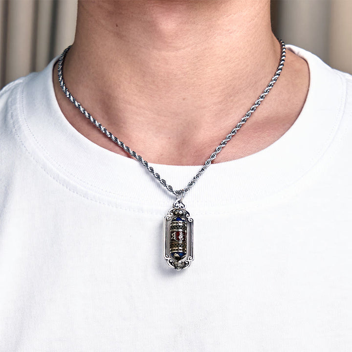 Pendentif porte-bonheur vintage en cuivre avec roue de prière Om Mani Padme Hum et Buddha Stones - image 14