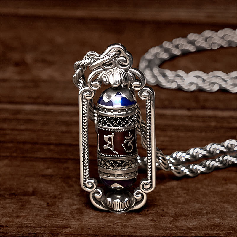 Pendentif porte-bonheur vintage en cuivre avec roue de prière Om Mani Padme Hum et Buddha Stones - image 13