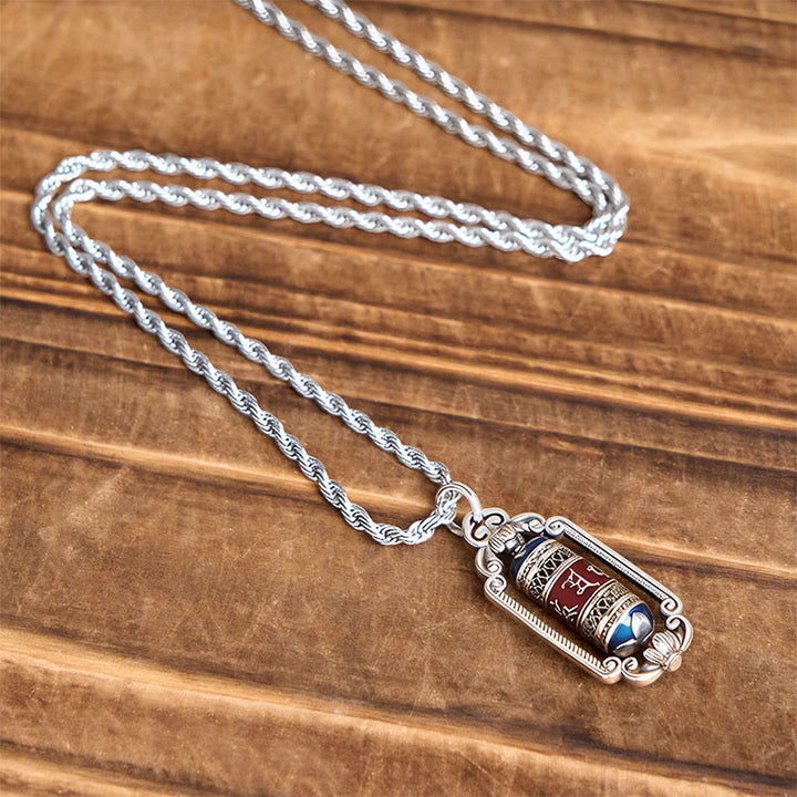 Pendentif porte-bonheur vintage en cuivre avec roue de prière Om Mani Padme Hum et Buddha Stones - image 8
